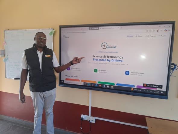 Our e-learning platform shown on a classroom smartboard